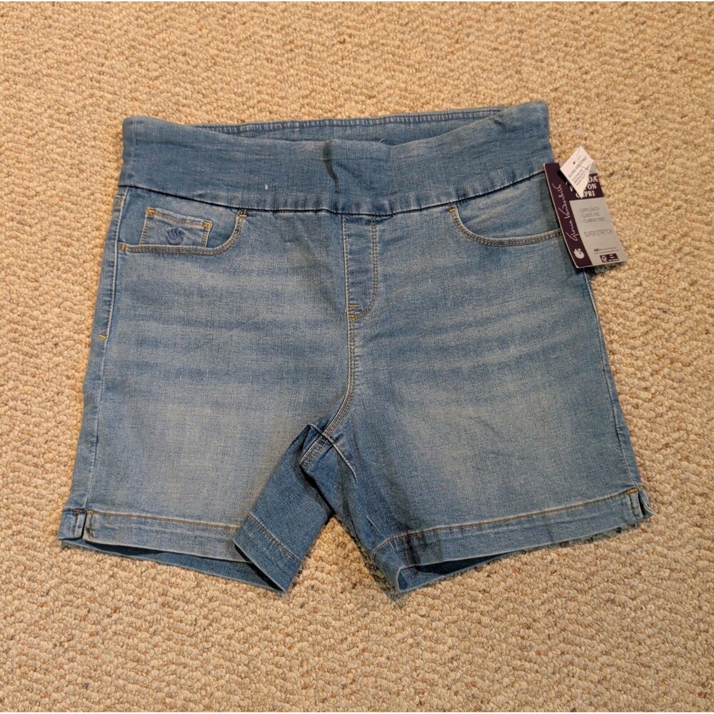 Gloria Vanderbilt Amanda Pull On Capri Denim Shorts Womens 12 Blue Stretch